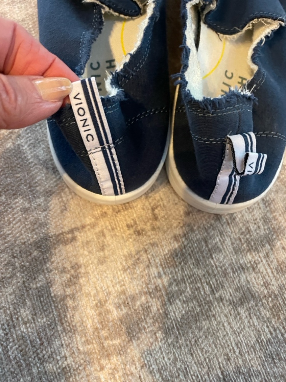 Vionic Navy Canvas Slip-On Loafers - Picture 3 of 4